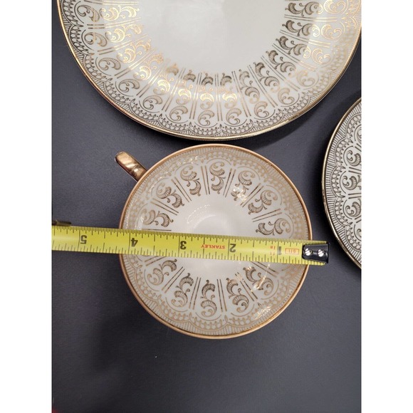VTG Bareuther Waldsassen Luncheon Trio Set Plate Teacup Saucer 53 Gold Trim - Picture 11 of 12